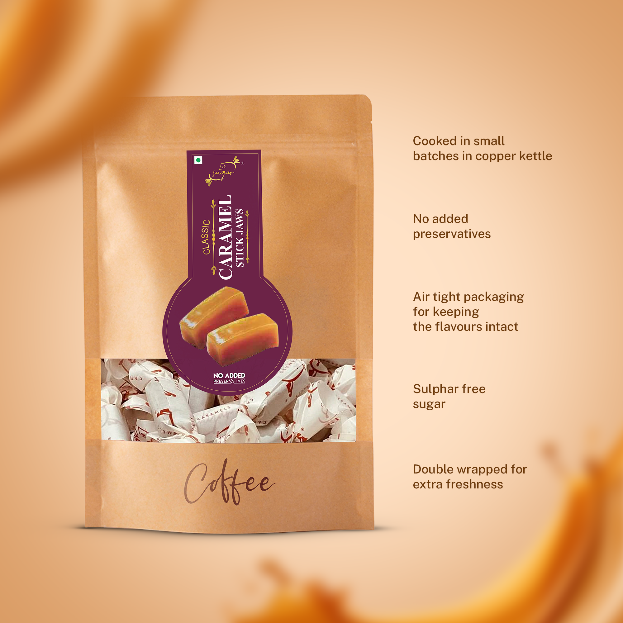 LASUGAR Caramel Mocha Butter Toffee | Stick Jaws | Money Saver Pack
