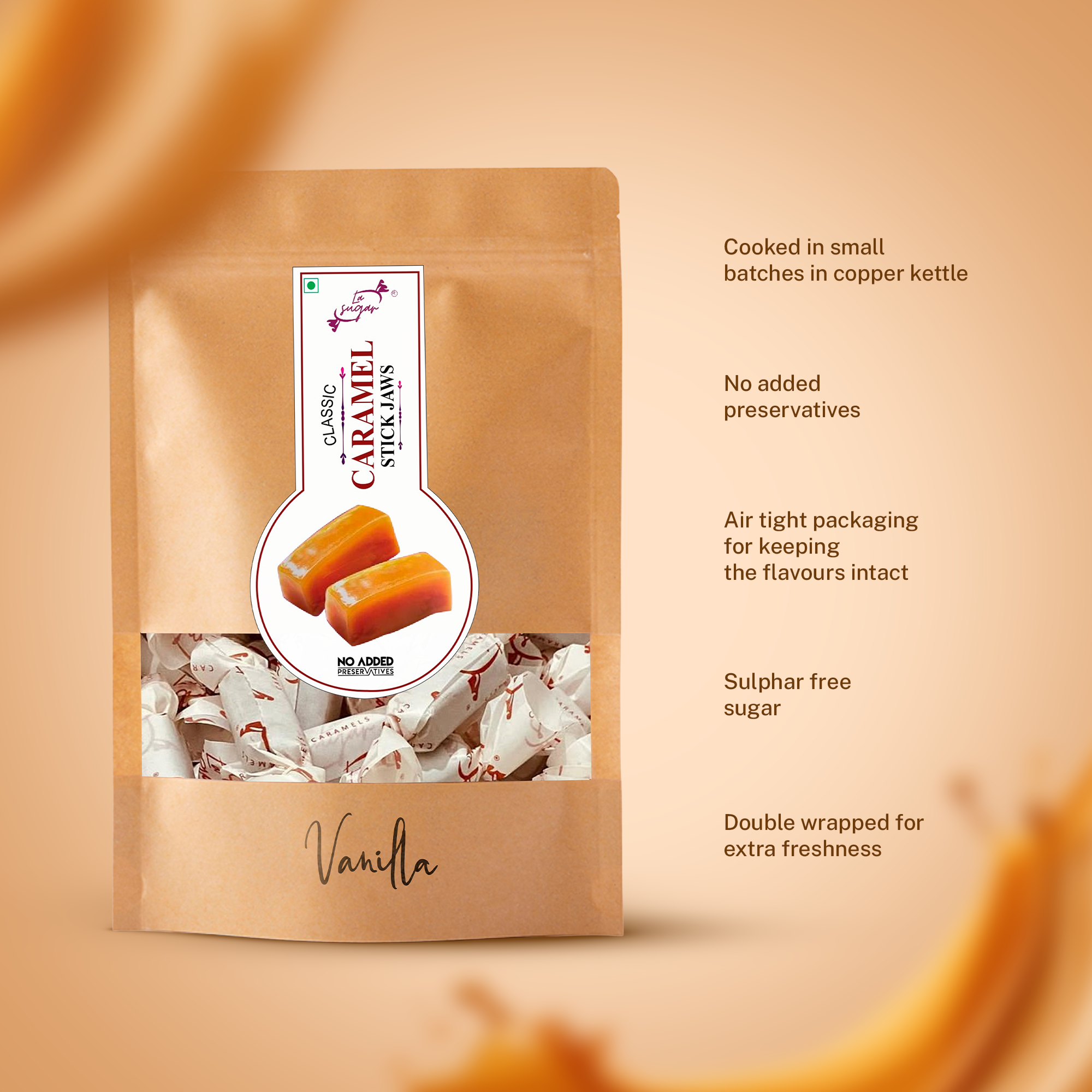 LASUGAR Caramel Vanilla Butter Toffee | Stick Jaws | Money Saver Pack