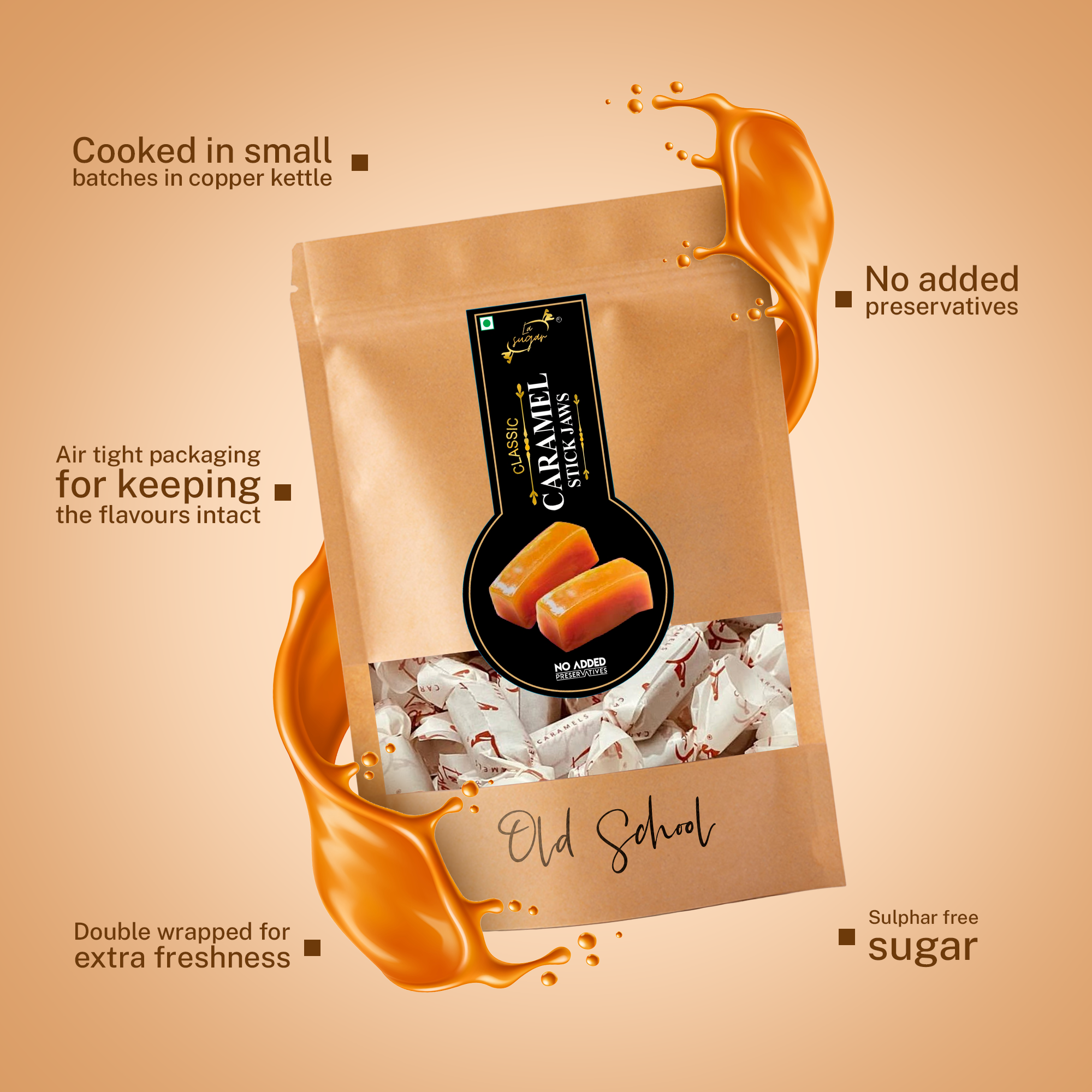 LASUGAR Caramel Original Butter Toffee | Stick Jaws | Money Saver Pack